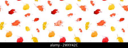 Traits de peinture jaune et rouge sur fond blanc. Papier d'emballage avec de petits points d'aquarelle peints avec un pinceau. Grunge géométrique abstrait Illustration de Vecteur