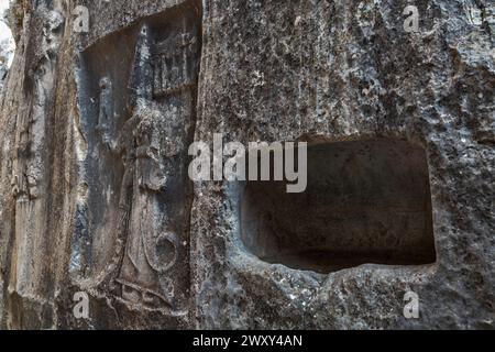 Site archéologique hittite, Yazilikaya, province de Corum, Turquie Banque D'Images