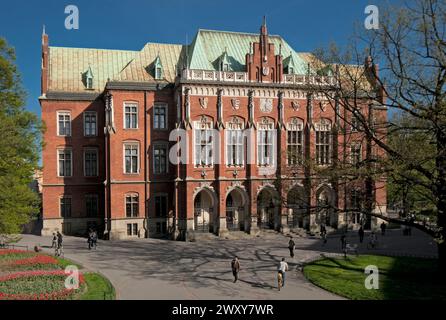 Collegium Novum, Université Jagellonian, néogothique, Cracovie, Pologne Banque D'Images