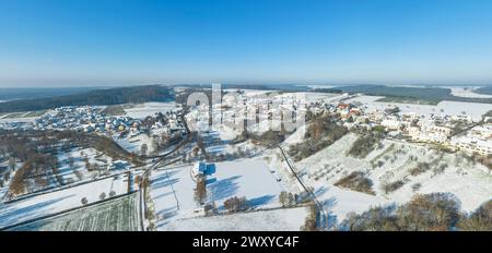 Vue hivernale de la région d'Absberg sur le lac Kleiner Brombachsee en moyenne Franconie Banque D'Images