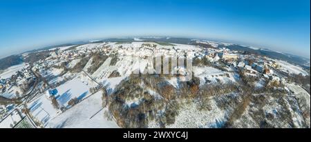 Vue hivernale de la région d'Absberg sur le lac Kleiner Brombachsee en moyenne Franconie Banque D'Images