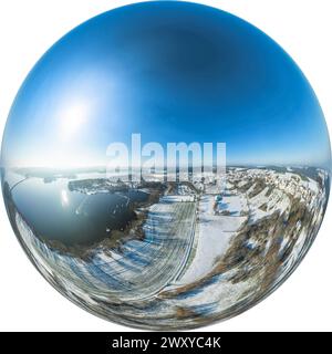 Vue hivernale de la région d'Absberg sur le lac Kleiner Brombachsee en moyenne Franconie Banque D'Images