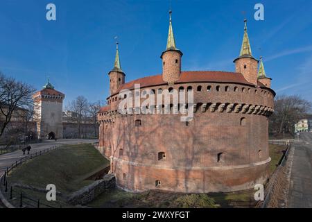 Le barbican gothique, Cracovie, Pologne Banque D'Images