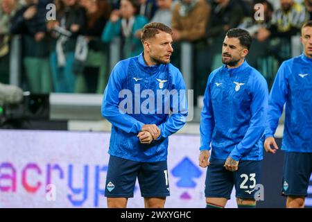 Ciro immobile du SS Lazio lors du match de la Coppa Italia entre le Juventus FC et le SS Lazio au stade Allianz le 02 avril 2024 à Turin, Italie. Banque D'Images