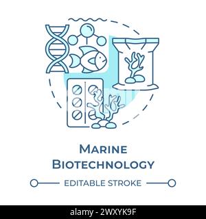 Icône de concept bleu doux de biotechnologie marine Illustration de Vecteur