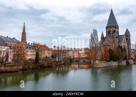 Vue extérieure du Temple neuf ou du Nouveau Temple de Metz, France. Banque D'Images