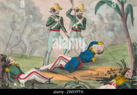 Mort du lieutenant-colonel à la bataille de Buena Vista. La bataille de Buena Vista (22-23 février 1847), connue sous le nom de bataille de la Angostura au Mexique, et parfois sous le nom de bataille de Buena Vista/la Angostura, est une bataille de la guerre américano-mexicaine. Il a été combattu entre les forces américaines, en grande partie volontaires,[3] sous le général Zachary Taylor, et l'armée mexicaine beaucoup plus grande sous le général Antonio López de Santa Anna. Il a eu lieu près de Buena Vista, un village de l'état de Coahuila, Banque D'Images