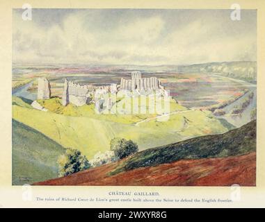 Chateau Gaillard, Normandie 1910 by Gordon Cochrane Home (25 juillet 1878 – 13 décembre 1969) est un paysagiste, écrivain et illustrateur anglais. Le Château Gaillard est un château médiéval en ruine surplombant la Seine au-dessus de la commune des Andelys, dans le département de l'Eure, en Normandie construit en 1196 sous l'égide de Richard cœur de Lion, Banque D'Images