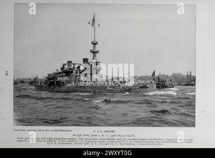 L'USS Oregon (BB-3) est le troisième et dernier membre de la classe Indiana des cuirassés pré-dreadnought construits pour l'United States Navy dans les années 1890 Bataille de Santiago de Cuba le 3 juillet 1898 Banque D'Images