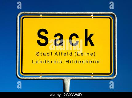 Sack Town Sign, Allemagne, basse-Saxe, Alfeld Banque D'Images