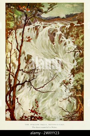 Swallow Falls près de Bettws-y-Coed 1911 Gordon Cochrane Home (25 juillet 1878 - 13 décembre 1969) est un paysagiste, écrivain et illustrateur anglais. Banque D'Images