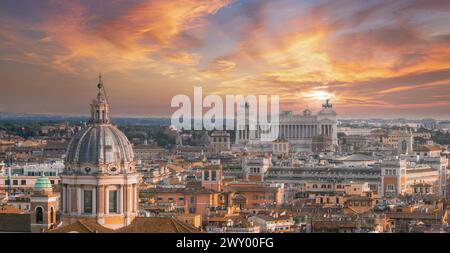 Paysage urbain panoramique aérien de Rome, Italie, Europe. Roma est la capitale de l'Italie. Banque D'Images