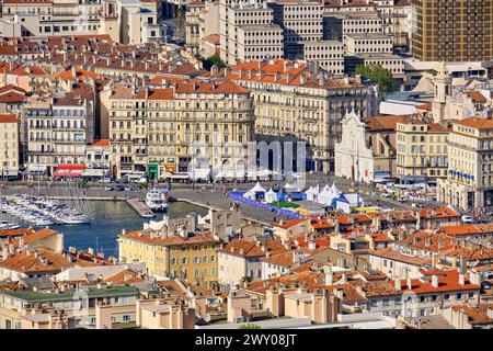 Le Vieux Port et le Quai des Belges. Marseille, France Banque D'Images