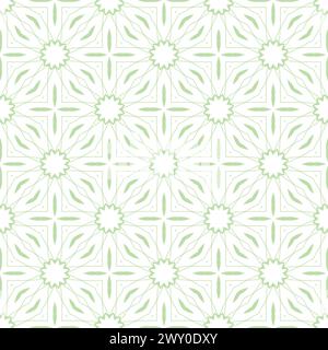 Motif abstrait géométrique d'oreiller hipster mode vert et blanc, décor de tissu doodle vert et blanc avec des formes de luxe exotiques Banque D'Images