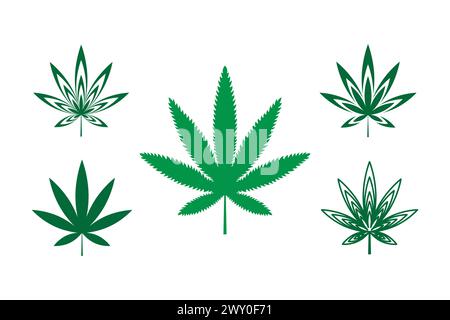 collecte de feuilles vertes de marijuana Illustration de Vecteur