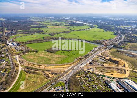 Luftbild, Lippemündungsraum NSG Naturschutzgebiet Lippemündung, Baustelle Südumgehung B58n, Fusternberg, Wesel, Rhénanie-du-Nord-Westphalie, Deutschland ACHTUNGxMINDESTHONORARx60xEURO *** photographie aérienne, estuaire de la Lippe réserve naturelle NSG estuaire de la Lippe, chantier de contournement sud B58n, Fusternberg, Wesel, Rhénanie du Nord-Westphalie, Allemagne ATTENTIONxMINDESTHONORARx60xEURO Banque D'Images