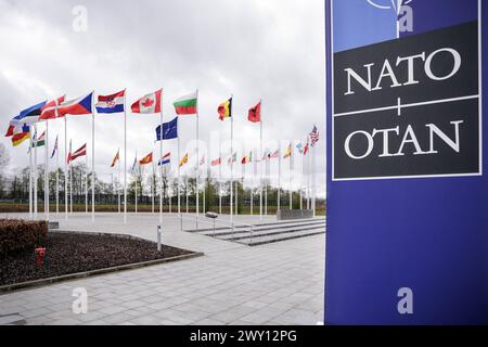 Symbolbild im Rahmen des Treffens der NATO-Aussenministerinnen und -Aussenminister. Bruessel, 03.04.2024. Fotografiert im Auftrag des Auswaertigen AMT Banque D'Images
