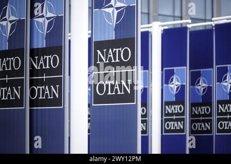 Symbolbild im Rahmen des Treffens der NATO-Aussenministerinnen und -Aussenminister. Bruessel, 03.04.2024. Fotografiert im Auftrag des Auswaertigen AMT Banque D'Images
