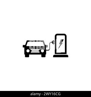 Icône vectorielle plate de station de charge de voiture électrique. Symbole solide simple isolé sur fond blanc Illustration de Vecteur