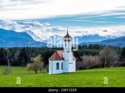 Kirche Johann in Sankt Johannisrain, Pfaffenwinkel, Oberbayern, Bayern, Deutschland, Europa Kirche Johann dans Sankt Johannisrain, Pfaffenwinkel Banque D'Images