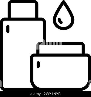 Icône d'ensemble de cosmétiques naturels, pot ouvert, soin bio de la peau, crème, symbole de ligne de Web. Signe simple pour le concept mobile et la conception Web. Symbole, illustration du logo Illustration de Vecteur