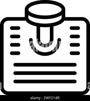 Rappeler le vecteur de contour d'icône de punaise de note de papier. Joindre un message important. Fixation de papier mémo Illustration de Vecteur