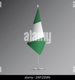 Drapeau réaliste 3D du Nigeria sur poteau en acier Illustration de Vecteur