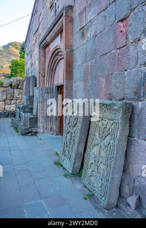 Khachkars dans le monastère de Goshavank en Arménie Banque D'Images