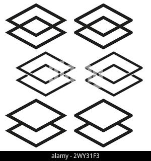 Jeu d'icônes Calques géométriques. Illustration vectorielle d'éléments de conception abstraits. SPE 10. Illustration de Vecteur