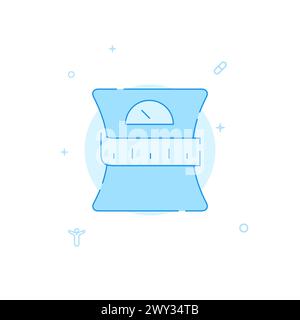 Icône vectorielle d'échelle et de ruban de mesure. Illustration plate. Style de ligne plein. Motif monochrome bleu. Contour modifiable. Réglez l'épaisseur de ligne. Illustration de Vecteur