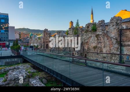 Coucher de soleil sur Taslihan dans la vieille ville de Sarajevo, Bosnie-Herzégovine Banque D'Images