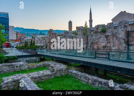 Coucher de soleil sur Taslihan dans la vieille ville de Sarajevo, Bosnie-Herzégovine Banque D'Images