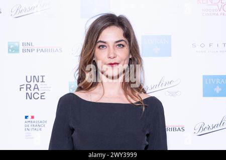 Rome, Italie. 03rd Apr, 2024. Mily Cultrera Di Montesano assiste à la photocall de la soirée d'ouverture de la 14ème édition de 'rendez-vous' au Palazzo Farnese à Rome (photo de Matteo Nardone/Pacific Press/Sipa USA) crédit : Sipa USA/Alamy Live News Banque D'Images