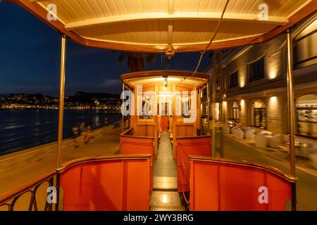 Tramway traditionnel dans la ville de Soller, Majorque, Espagne Banque D'Images