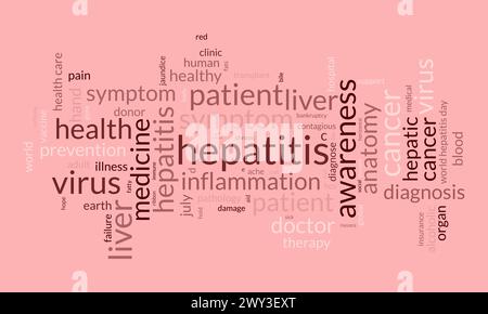 Modèle de nuage de mots pour l'hépatite. Fond de vecteur de concept de santé et de sensibilisation médicale. Illustration de Vecteur