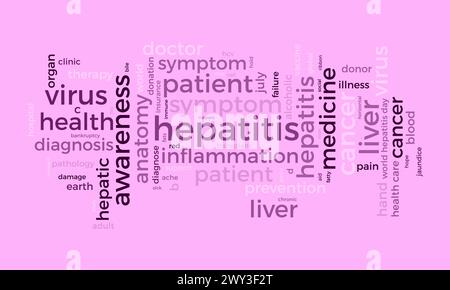 Modèle de nuage de mots pour l'hépatite. Fond de vecteur de concept de santé et de sensibilisation médicale. Illustration de Vecteur