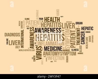 Modèle de nuage de mots pour l'hépatite. Fond de vecteur de concept de santé et de sensibilisation médicale. Illustration de Vecteur