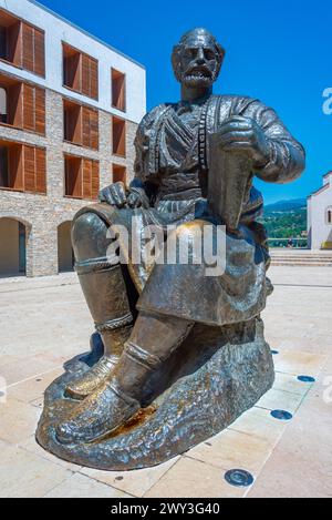 Statue de Njegos à Andricgrad, Visegrad, Bosnie-Herzégovine Banque D'Images