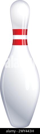 classique simple réaliste dix broches tenpin bowling pin avec vecteur d'icône de 2 rayures rouges isolé sur fond transparent Illustration de Vecteur