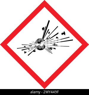 alerte d'avertissement de danger d'explosion classique avertissement ghs signe d'attention en vecteur de symbole de diamant blanc rouge isolé sur fond transparent Illustration de Vecteur