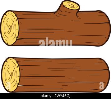 vecteur simple de souche de bois de rondins de dessin animé isolé sur fond transparent Illustration de Vecteur