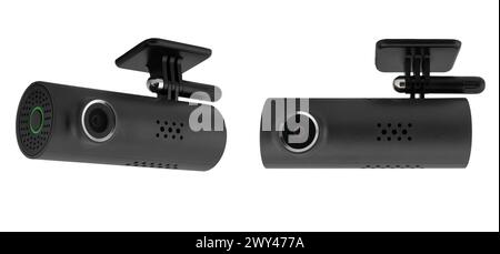 Came de tableau de bord. Dash Camera isolé fond blanc. DVR voiture. Caméscope portable DVR mobile isolé Banque D'Images