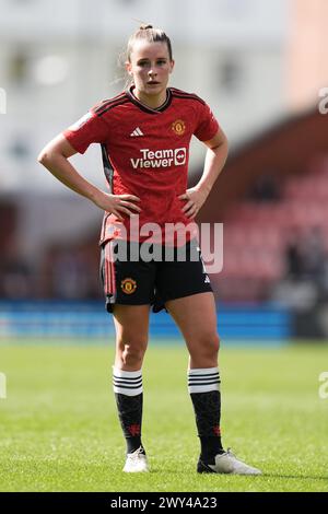 Manchester United Women v Everton Women’s Super League féminine. Ella Toone de Manchester United lors du match de Super League féminin entre Manchester United et Everton au Leigh Sports Village le 31 mars 2024 à Leigh, Angleterre. Banque D'Images