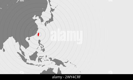 Carte du monde tremblement de terre à taiwan avec des ondes de signal de tremblement de terre Banque D'Images