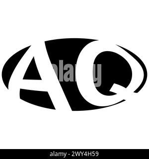 Logo ovale double lettre A Q deux lettres aq qa Illustration de Vecteur