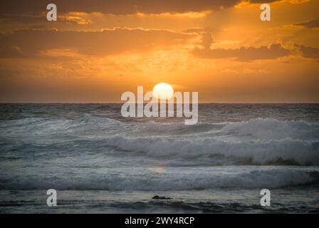 Fuerteventura coucher de soleil Îles Canaries Espagne Banque D'Images