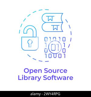 Icône de concept de dégradé bleu du logiciel de bibliothèque open source Illustration de Vecteur