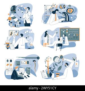 Chercheurs et scientifiques travaillant en laboratoire Illustration de Vecteur