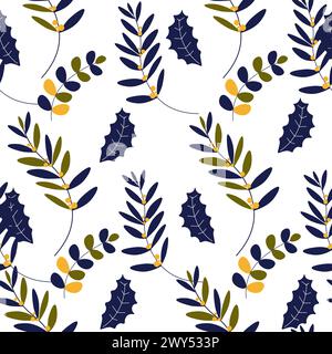 Feuilles et branches, motif de feuillage de la saison d'automne Illustration de Vecteur