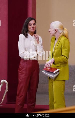 Madrid, Espagne. 04th Apr, 2024. La reine espagnole Letizia avec Susana Rodriguez lors des National Sports Awards à Madrid le jeudi 04 avril 2024. Crédit : CORDON PRESS/Alamy Live News Banque D'Images